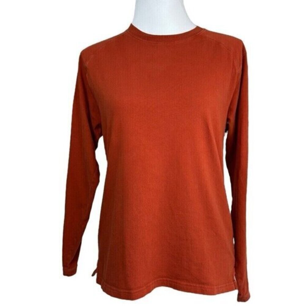 The North Face Womens Long Sleeve T-Shirt Burnt Orange Cotton Crew Neck Small